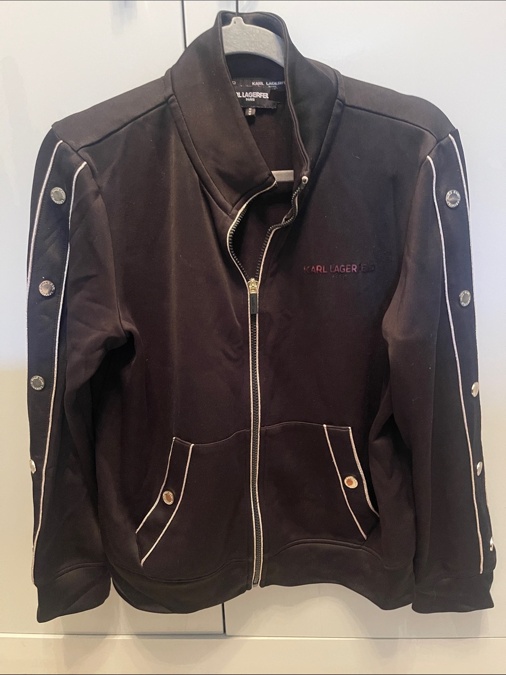 Karl Lagerfeld Black Track Jacket with Red Logo